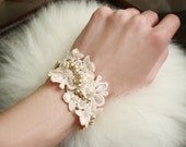 bridal lace bracelet cuff -TWO LOVES ENTWINED- blush ivory ecru
