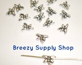 15 Antique Silver Mini Dragonfly Spacer Charms - Jewelry making / scrapbooking supplies