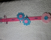 Bright Pink and Baby Blue Felt Flower Hair Clip Organizer