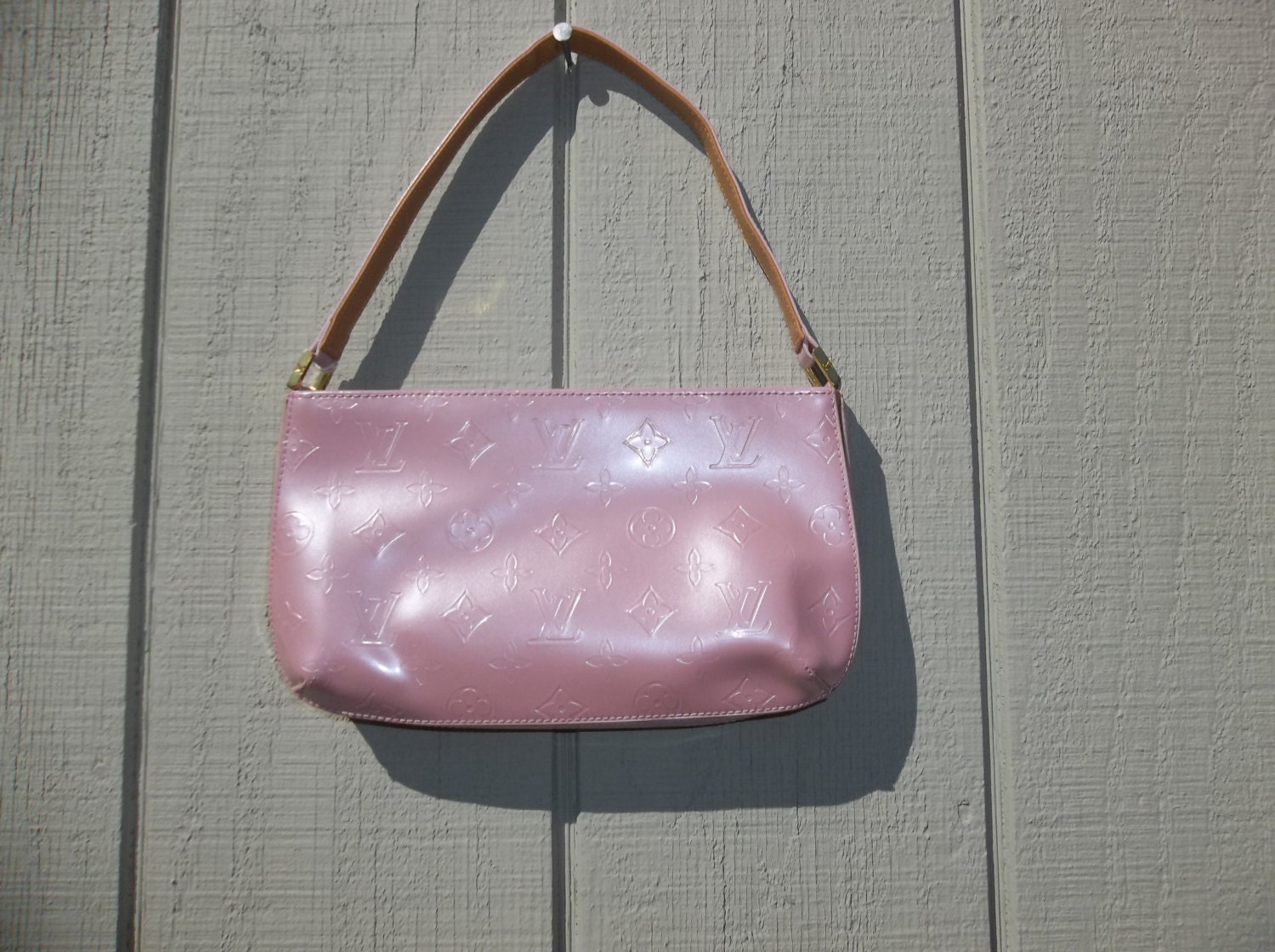 Louis Vuitton Vernis Handbag / Classic Monogram / LV / Pale Pastel Pink / Faux Patent Leather