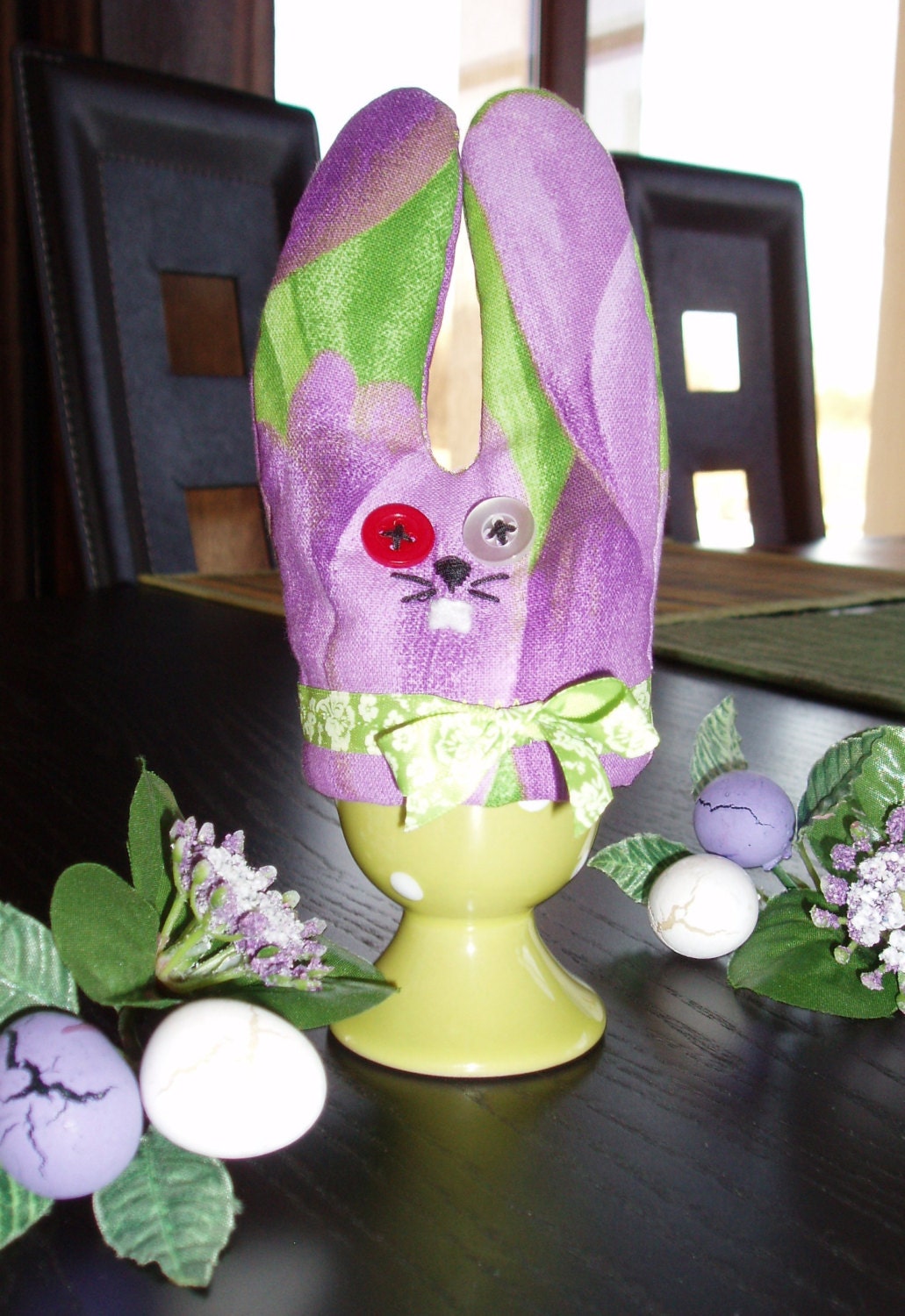 Egg cosy - set of 3, Egg warmer - Bunny, green, lilac, cotton, kitchen, table decors