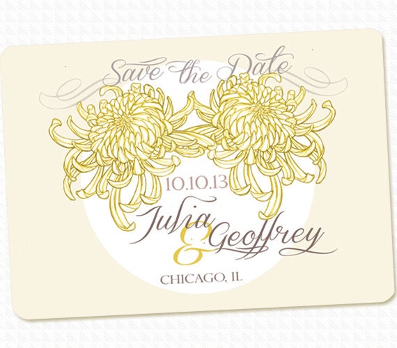 Chrysanthemum PRINTABLE Custom Save the Date