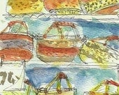 Farmer Market Baskets Cards of 4 by Marlene Lee