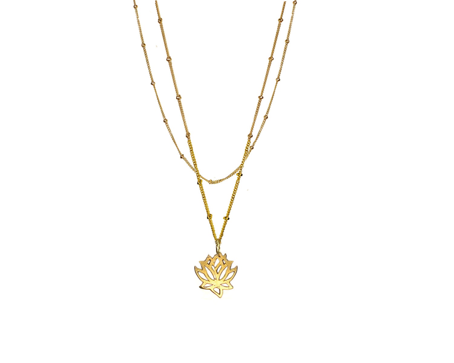 Dangling Karats. Gold filled necklace with 24k gold vermeil lotus. For growth and strength. Yoga necklace.