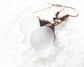 lucite white drops earrings - delicate, white, lucite, retro drops earrings