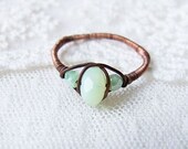 milky stacking ring - wire wrapped copper milky mint rustic stacking ring