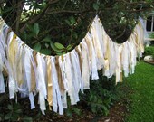 Wedding Garland, Wedding Banner, Wedding Decoration, Rustic Wedding Decor, Fabric Garland, Shabby Cottage Chic, Bridal Shower Decor