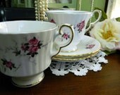 2 Hammersley  Teacup Tea Cup and Saucer - Pink Rosebuds 9140