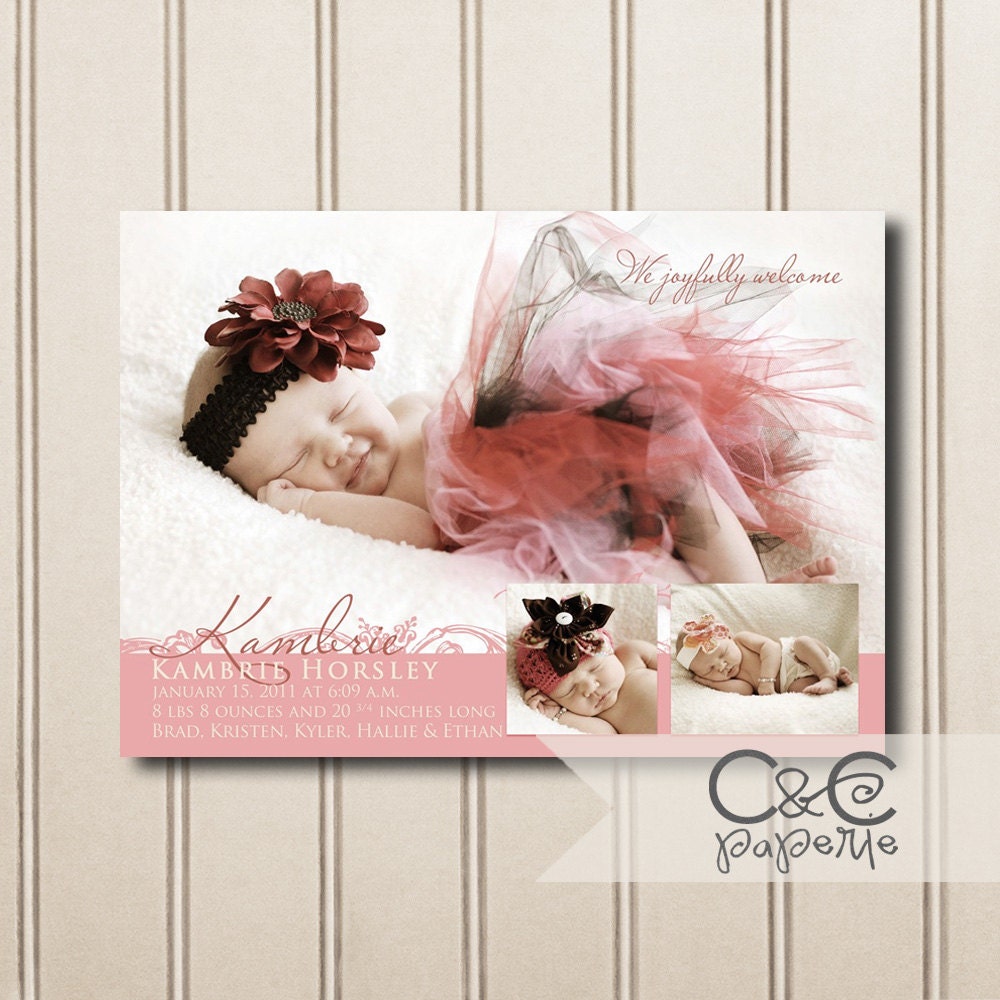Printable Baby Girl Announcement--Tutu