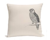 Owl Pillow Cover, Decorative Pillows, Throw Pillows, Accent Pillows, Pillow Cover Black and Natural