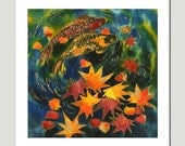 GICLEE Print-Of Original Painting-SILK Painting-Acrylic Painting-FISHES-Lotus-Koi -13inX19in