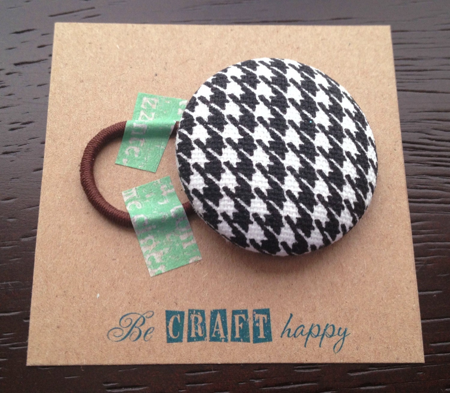 Button ponytail holder - Houndstooth