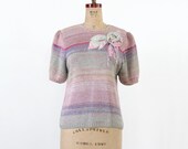 vintage 80s sweater / Pastel knit blouse