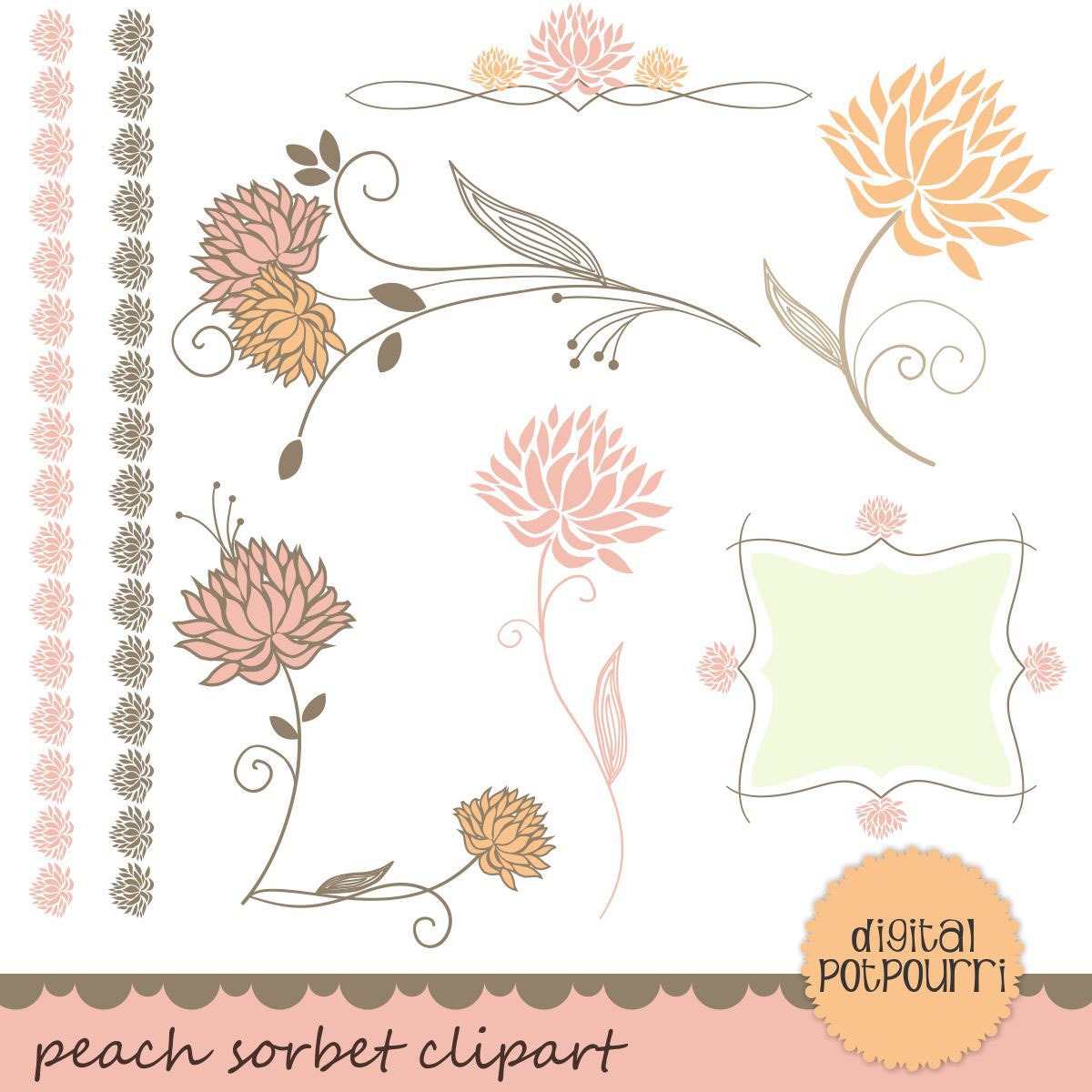 INSTANT DOWNLOAD flowers clipart set - peach sorbet buy2get1