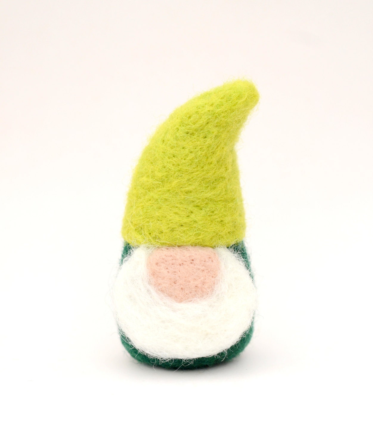 Needle Felted Gnome, green garden spring elf tomten  decor