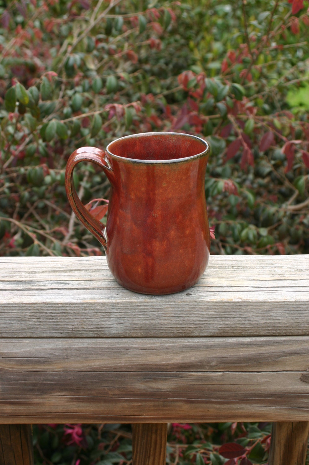 Ceramic Pottery Mug with Handle Rusty Red Glaze NC Pottery