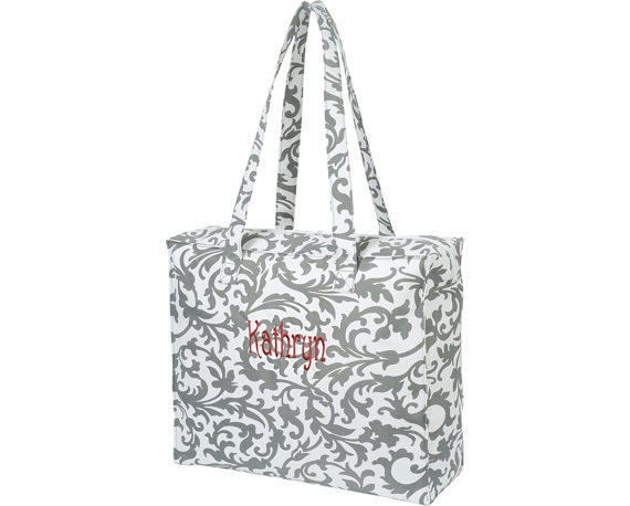 Gray and White PERSONALIZED Tote Bag