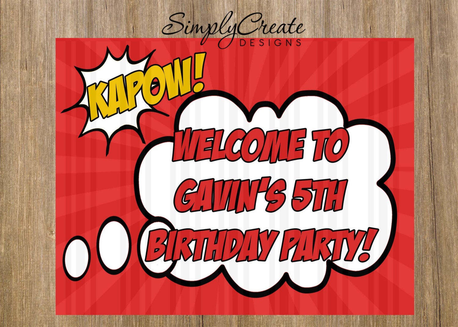 SuperHero DIGITAL Sign Party Decor 8.5x11 JPEG or PDF File Il_570xn