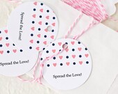 Round Wedding Favor Tag - Personalized Tag - Hearts and Polka Dot Tag - Bridal Shower Favor Tag, Party Favor Tag, Gift Tag