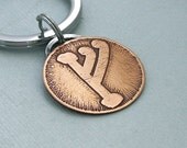 Gandalfs Rune - Etched Brass Disc on Stainless Steel Key Ring - Father's Day