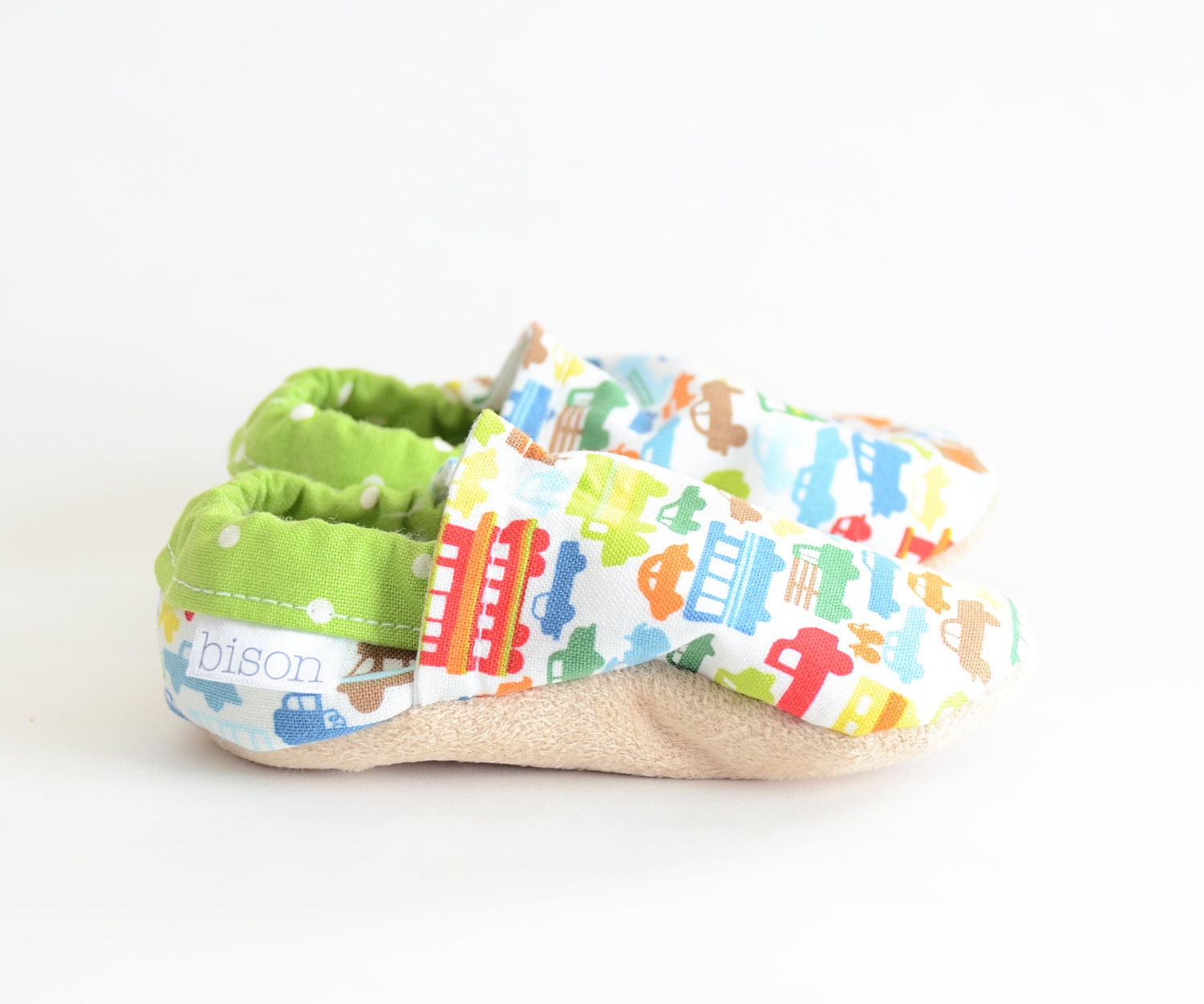 Beep Beep Bison Booties Newborn Size 0 to 6 Months Ready to Ship Cars
