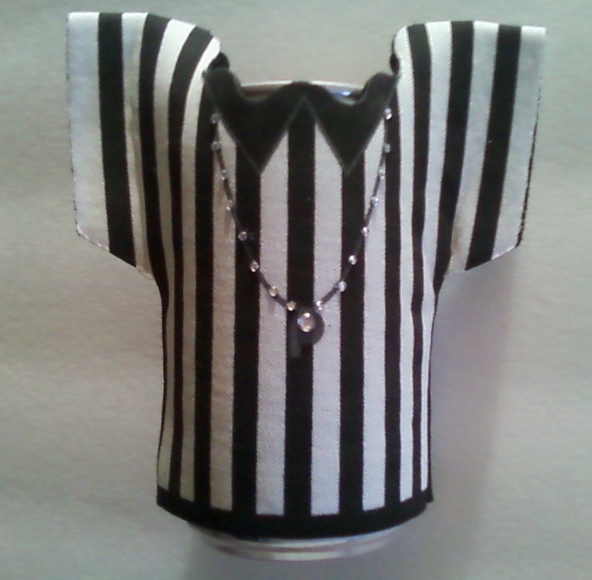 REFEREE SHIRT with Blinged Whistle and Lanyard Shaped Drink Cozy -- Recognize your Coach in style