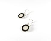 Sterling Silver Earrings - Black and White Circles