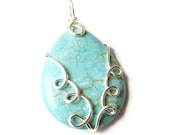 Boho Chic Jewelry - Silver and Turquoise Pendant - Robin's Egg Blue - South Western Beauty