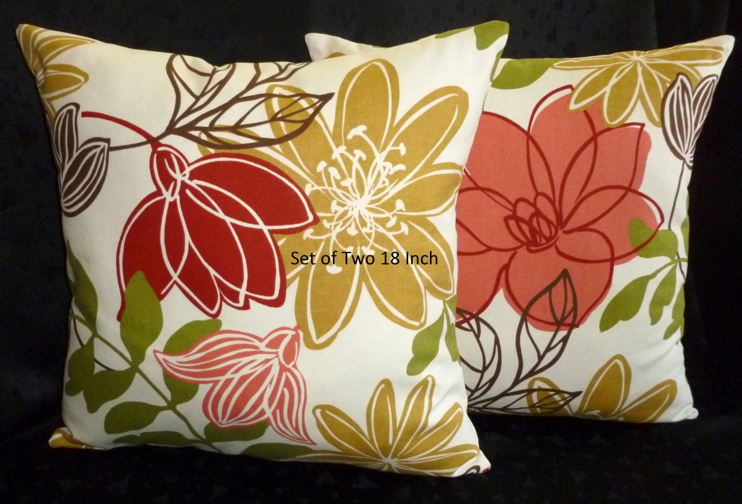Decorative Accent Toss Pillow Covers -  Magnolia Home Fashions Monaco Jungle - Two 18 Inch