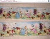 Memorial Day Sale Spring Easter Peter Rabbit Hand Distressed and Hand Stamped Fringed Ribbon Twill Rabbit002 ECS