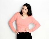 Vintage Sweater Angora Pullover V Neck small sm