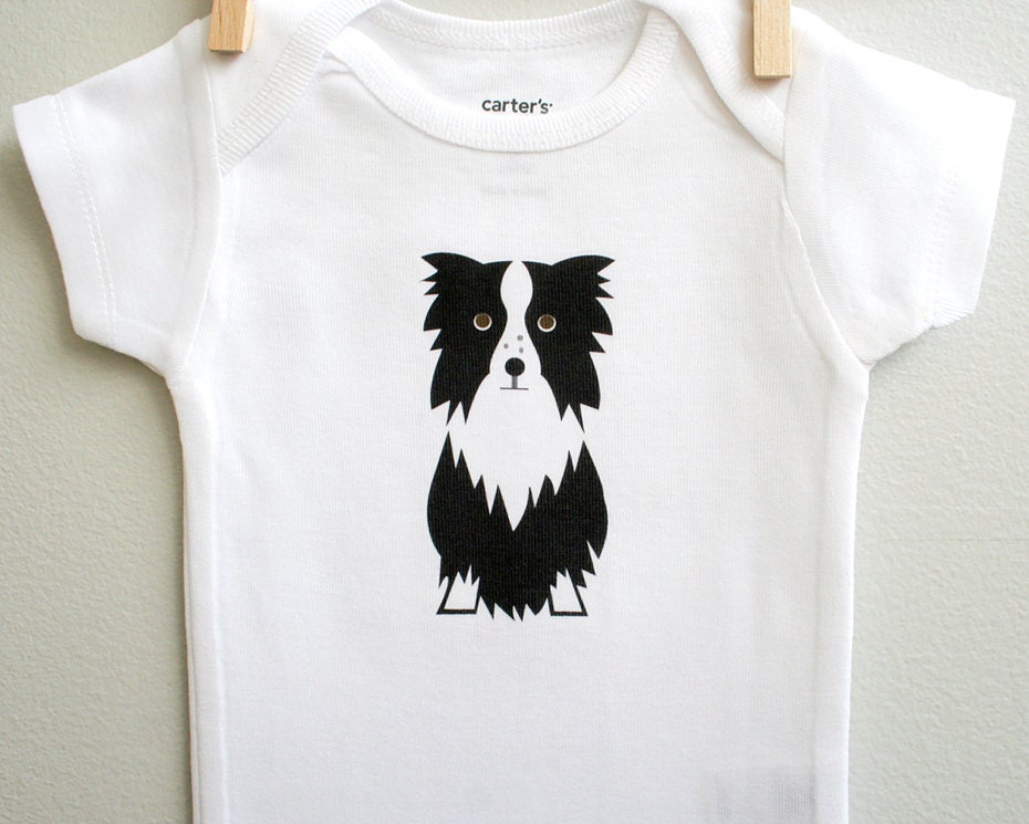 Baby clothes, border collie. Long or short sleeve. Your choice of size.