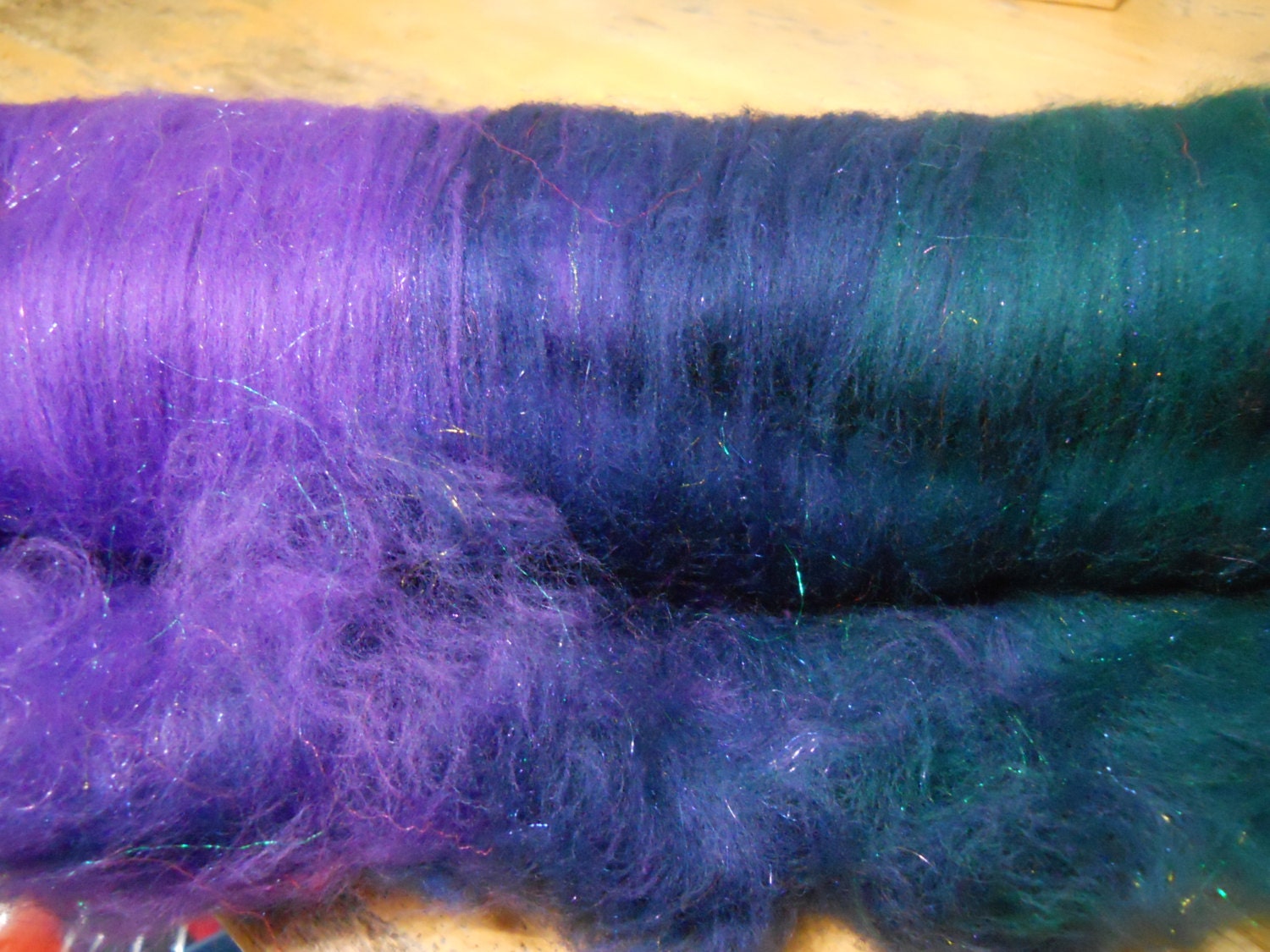 Peacock  Blue Green and Purple Spinning Fiber Art Batts