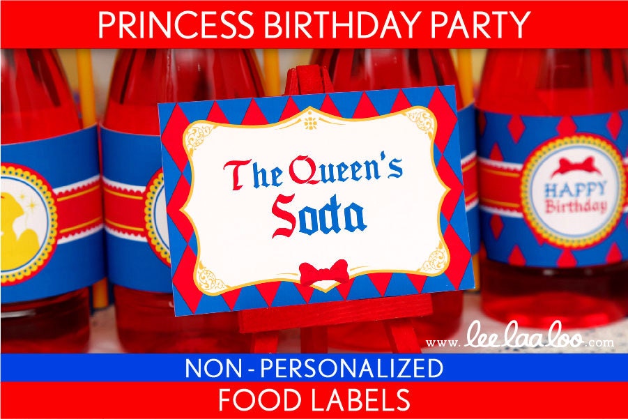 Princess Birthday Party - Food Labels & Bonus: Toothpick Flags NonPersonalized Printable // Snow White Princess - B25Nc