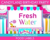 Candyland Birthday Party - Food Labels & Bonus: Toothpick Flags NonPersonalized Printable // Candyland - B39Pz2
