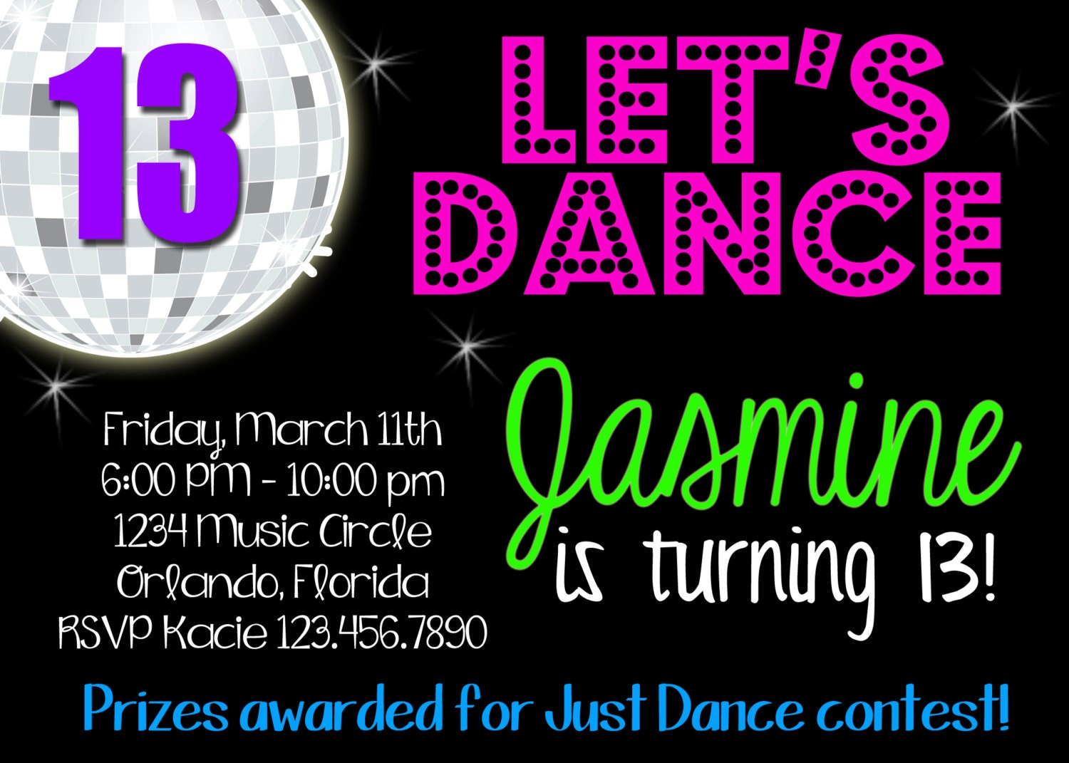 Dance Party Birthday 5x7 Invitation - Printable Il_170x135