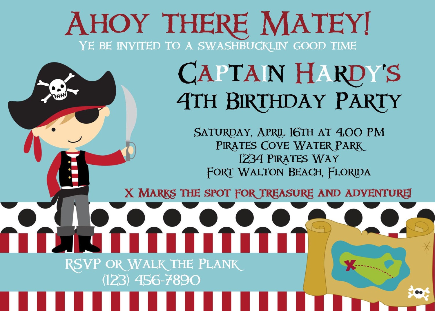 PIRATE INVITATION 5x7 Birthday Party - Boy Printable Il_570xn