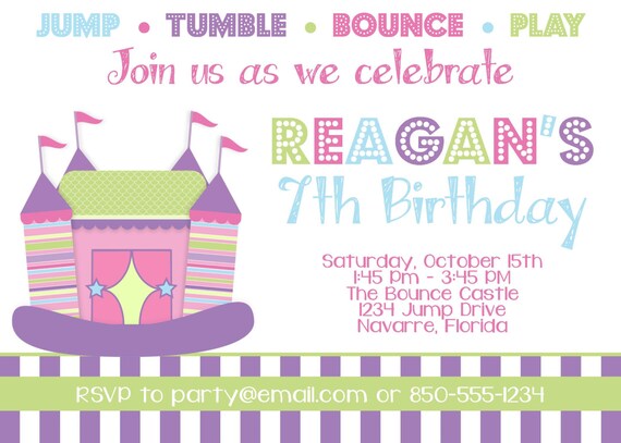 Bounce House Birthday Party 5x7 Invitation- PRINTABLE Il_570xn