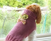 Dog Sweater and Knit  New For Spring Butterfly Medium Merino Wool 14 inches longh