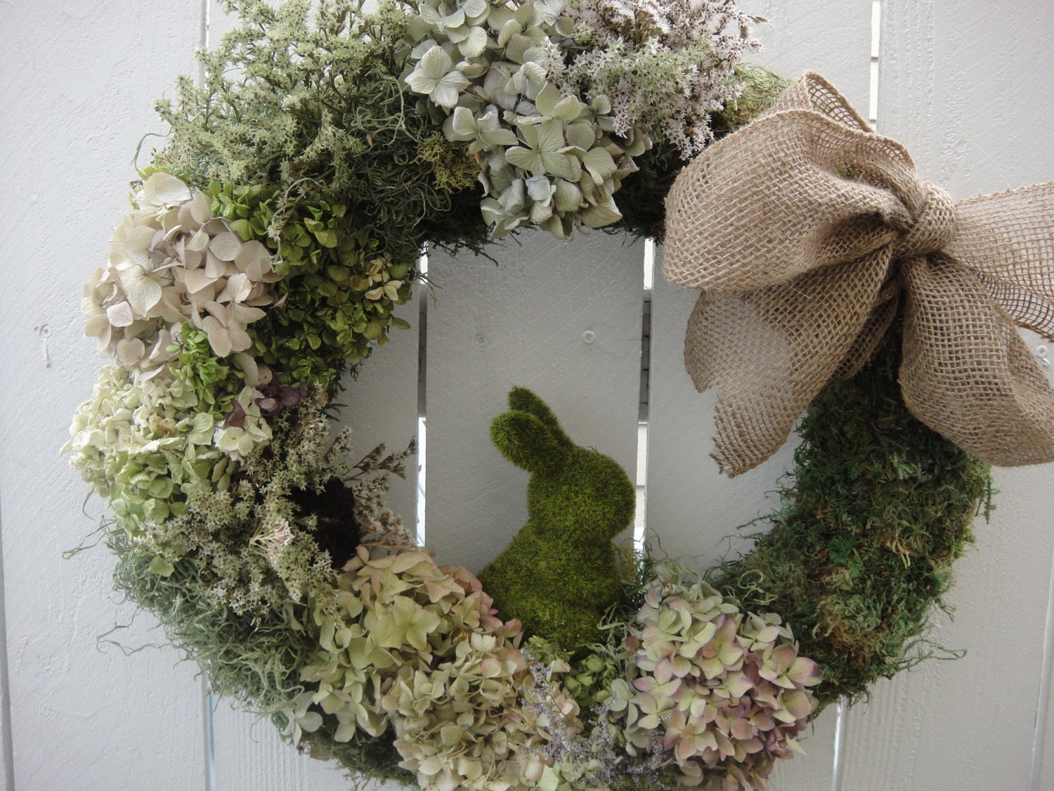 Easter Bunny Wreath   Moss Wreath  Spring and Summer Wreath