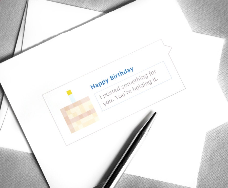 Facebook Birthday card - Happy Birthday - pixelated birthday cake