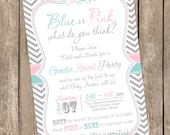 Chevron Gender Reveal Invitation Baby Reveal Invite Printable Personalized Il_170x135
