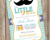 Chevron Mustache Baby Shower Invitation Moustache Little Man Invitation Il_170x135