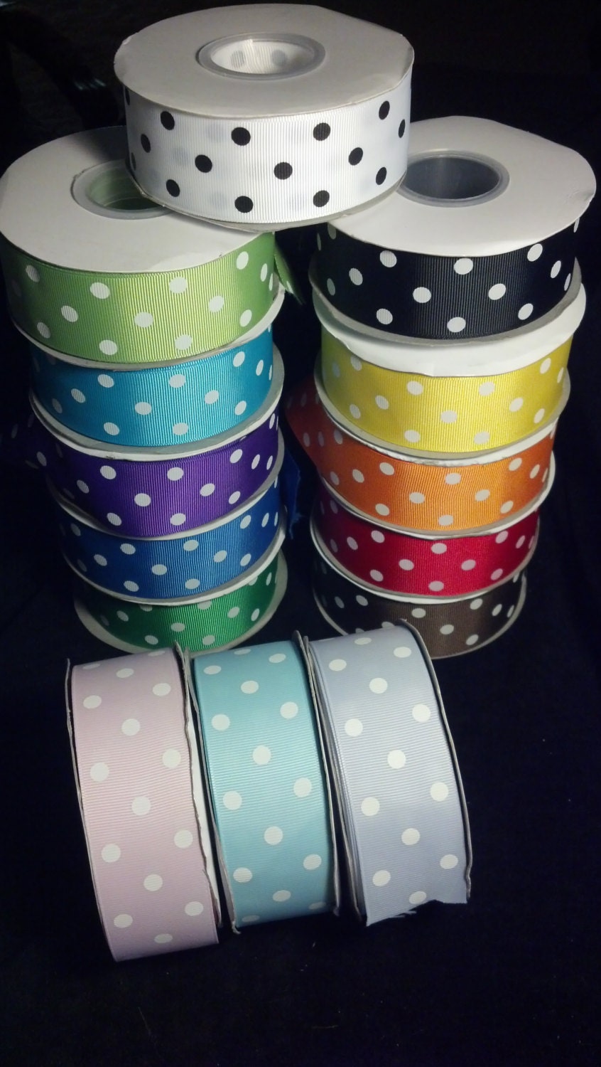 1.5" Polka Dot Grosgrain Ribbon for Hair Accessories, decorating, sewing, crafts, scrap booking