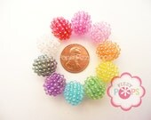 100 AB Berry Beads 15mm Chunky Beads Lucite Vintage Style