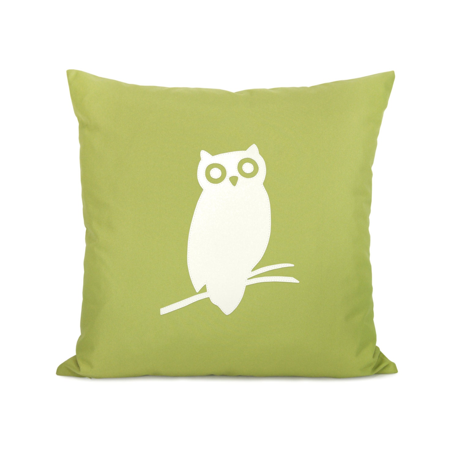 RESERVED for smurphsko - 18x18 outdoor owl pillow cover - Patio decor - Summer decorations - Owl applique cushion cover in green and white