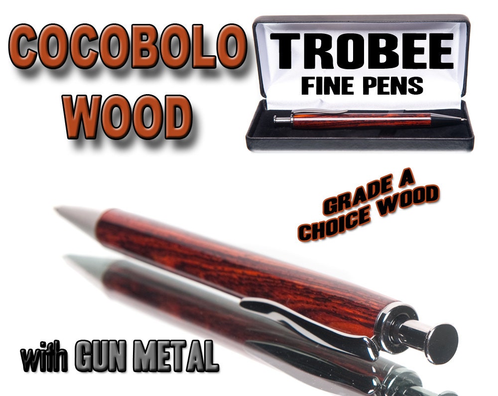 Cocobolo wood pen. perfectly finished with a wet look. Gun metal parts,  awesome ballpoint writing instrument