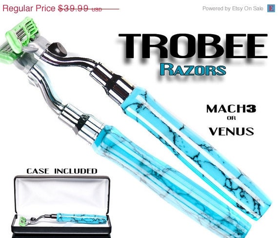 50% OFF Handmade Shaving Razors make great great birthday gifts for a man or woman - Turquoise