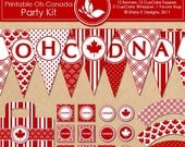 50% off Printable OH CANADA Party Kit - 12 banners - 12 cupcake toppers - 3 cupcake wrappers - 1 favors bag and 1 font - 300 DPI