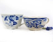 1930 Vintage Tea Cup, collection  of 2 nice pretty small Tea Cups or Coffee Cup French blue cobalt